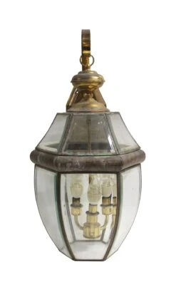 Traditional Glass & Brass Exterior Lantern Wall Sconce