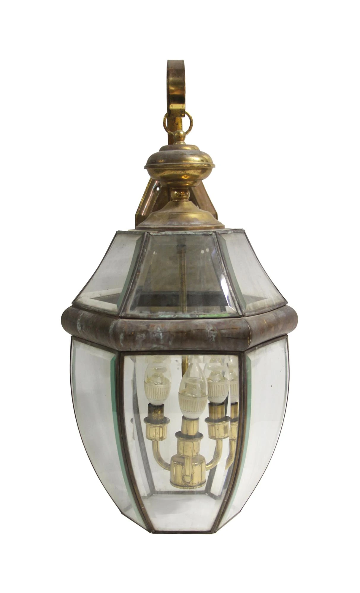 Traditional Glass & Brass Exterior Lantern Wall Sconce 3 Traditional Glass & Brass Exterior Lantern Wall Sconce