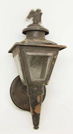 Vintage Federal Exterior Copper Sconce With Eagle Finial