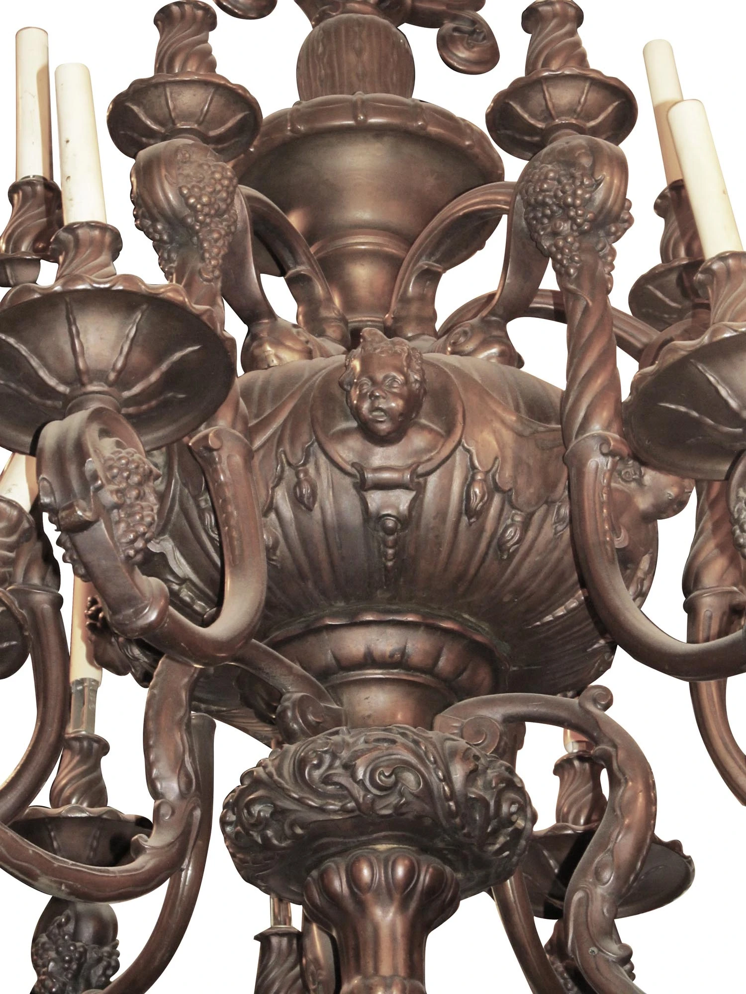 1890s Heavy Cast Brass 18 Arm French Chandelier 7 1890s Heavy Cast Brass 18 Arm French Chandelier - Image 5