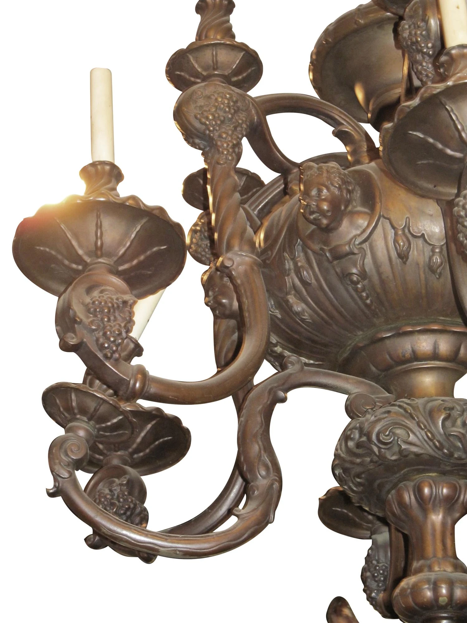 1890s Heavy Cast Brass 18 Arm French Chandelier 8 1890s Heavy Cast Brass 18 Arm French Chandelier - Image 6