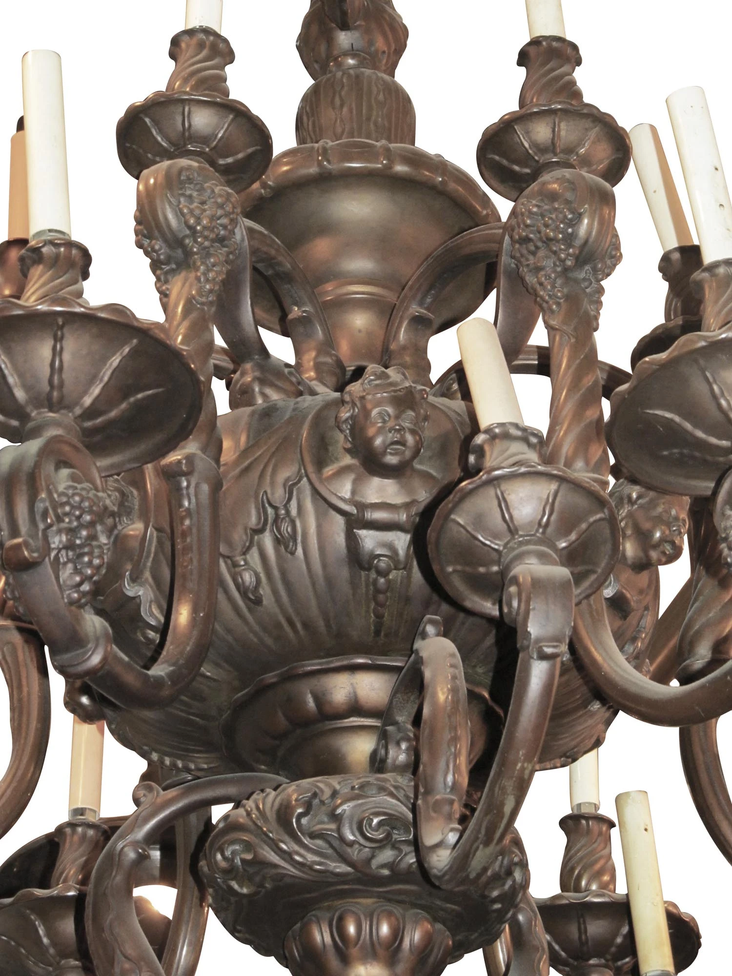 1890s Heavy Cast Brass 18 Arm French Chandelier 9 1890s Heavy Cast Brass 18 Arm French Chandelier - Image 7