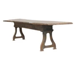 14 Ft. Industrial Cast Iron Base Unfinished Live Edge Walnut Slab Table