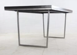Handmade Dark Walnut Table With Brushed Steel Tube Base -OGT Sale Store farm tables for sale q272831