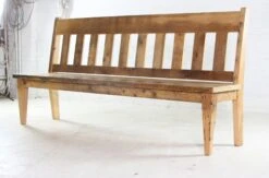Handmade Pine Natural Stain 7 Ft. Slatted Bench 14 Handmade Pine Natural Stain 7 Ft. Slatted Bench -OGT Sale Store farm tables for sale q273599