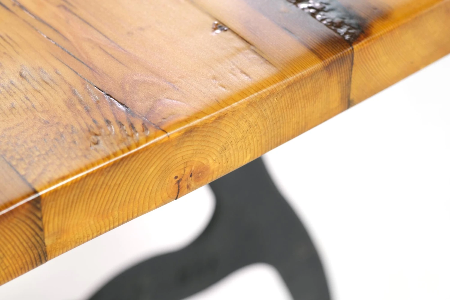 Handmade 4 Ft. Natural Pine Cast Iron New York Dining Table 5 Handmade 4 Ft. Natural Pine Cast Iron New York Dining Table - Image 3