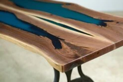 Handcrafted 11 Ft. Live Edge Butterfly Walnut & River Dining Table 16 Handcrafted 11 Ft. Live Edge Butterfly Walnut & River Dining Table -OGT Sale Store farm tables for sale q278720