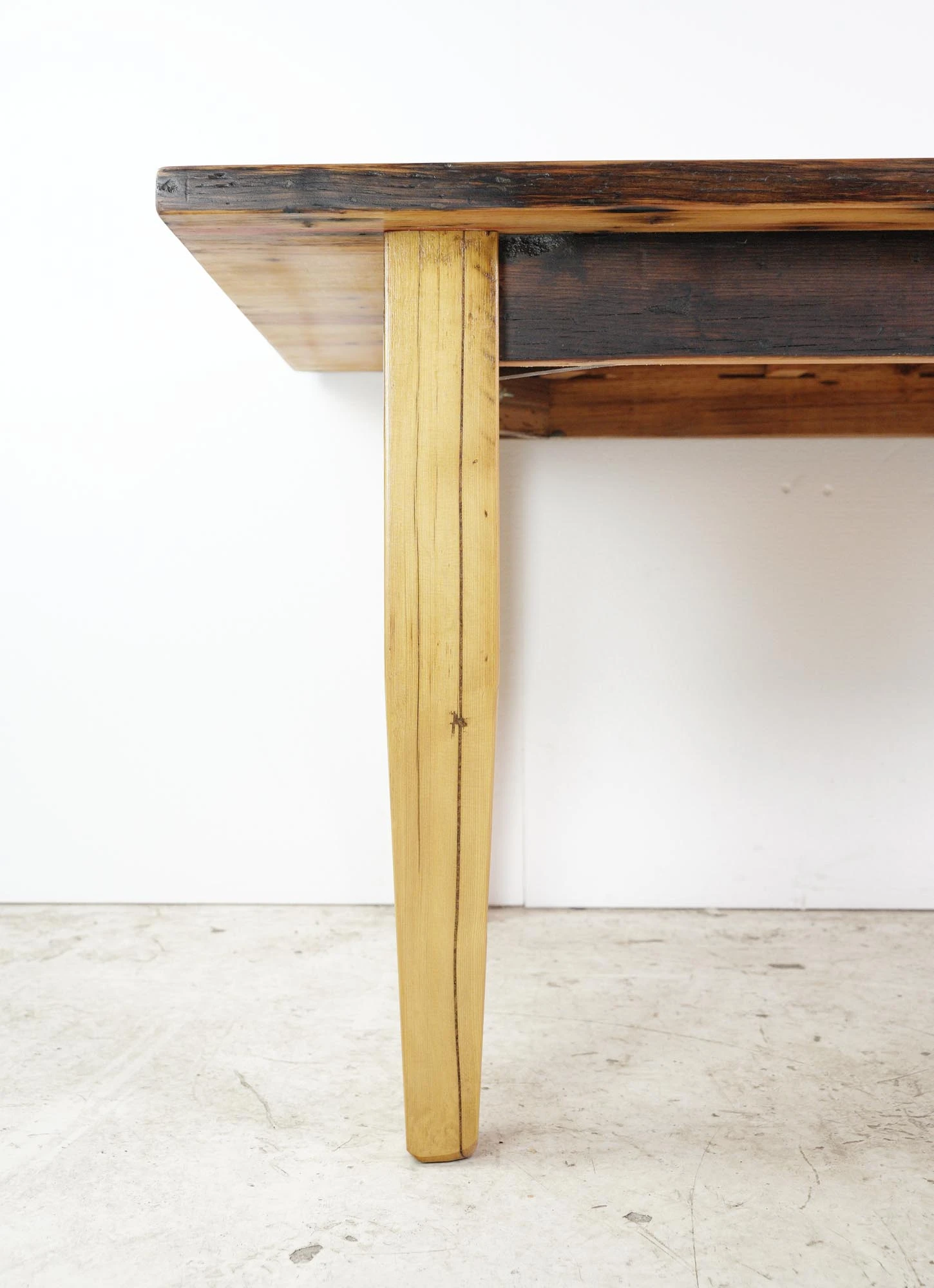 Handcrafted 6 Ft. Natural Pine Tapered Leg Dining Room Farm Table 5 Handcrafted 6 Ft. Natural Pine Tapered Leg Dining Room Farm Table - Image 3