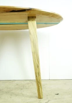 Handcrafted 4.5 Ft. Natural Maple Blue Resin River Oval Dining Table -OGT Sale Store farm tables for sale q283235