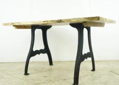 Handcrafted 57 In. Maple Live Edge NYC Cast Iron Leg Dining Table 13 Handcrafted 57 In. Maple Live Edge NYC Cast Iron Leg Dining Table -OGT Sale Store farm tables for sale q284047