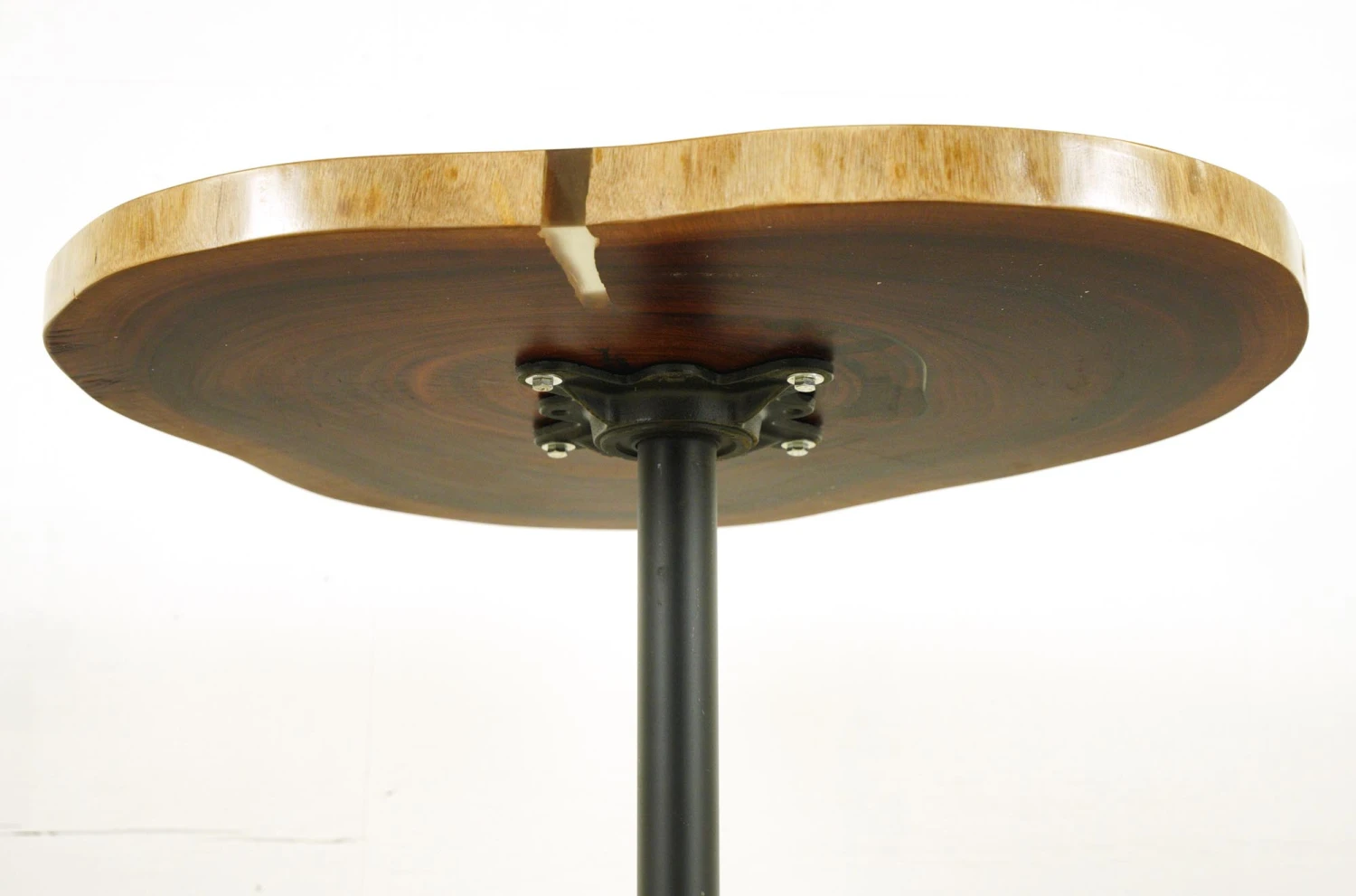 Handcrafted 30.125 In. Live Edge Mahogany Wafer Steel Bistro Table 5 Handcrafted 30.125 In. Live Edge Mahogany Wafer Steel Bistro Table - Image 3