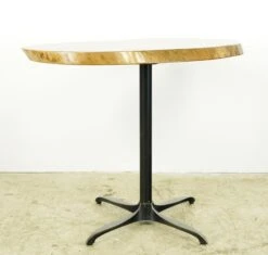 Handcrafted 39.625 In. Live Edge Mahogany Wafer Steel Bistro Table -OGT Sale Store farm tables for sale q286823