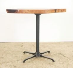 Handcrafted 36.75 In. Live Edge Mahogany Wafer Steel Bistro Table -OGT Sale Store farm tables for sale q287318