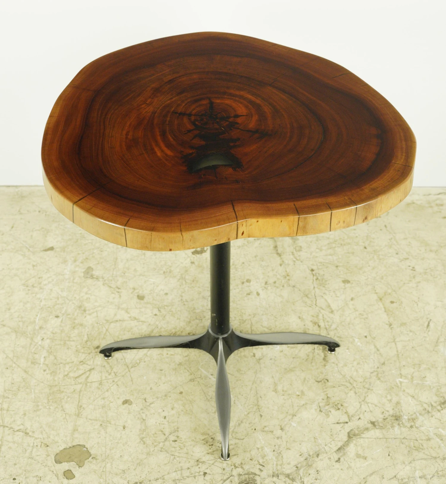 Handcrafted 31.5 In. Live Edge Mahogany Wafer Steel Bistro Table 3 Handcrafted 31.5 In. Live Edge Mahogany Wafer Steel Bistro Table