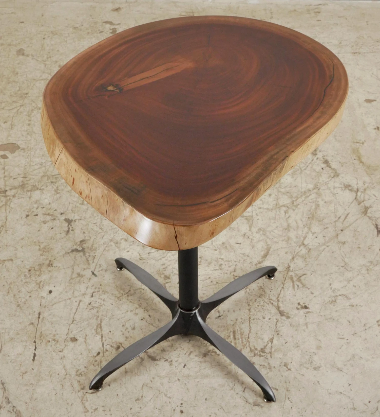 Handcrafted 33 In. Live Edge Mahogany Wafer Steel Bistro Table 3 Handcrafted 33 In. Live Edge Mahogany Wafer Steel Bistro Table