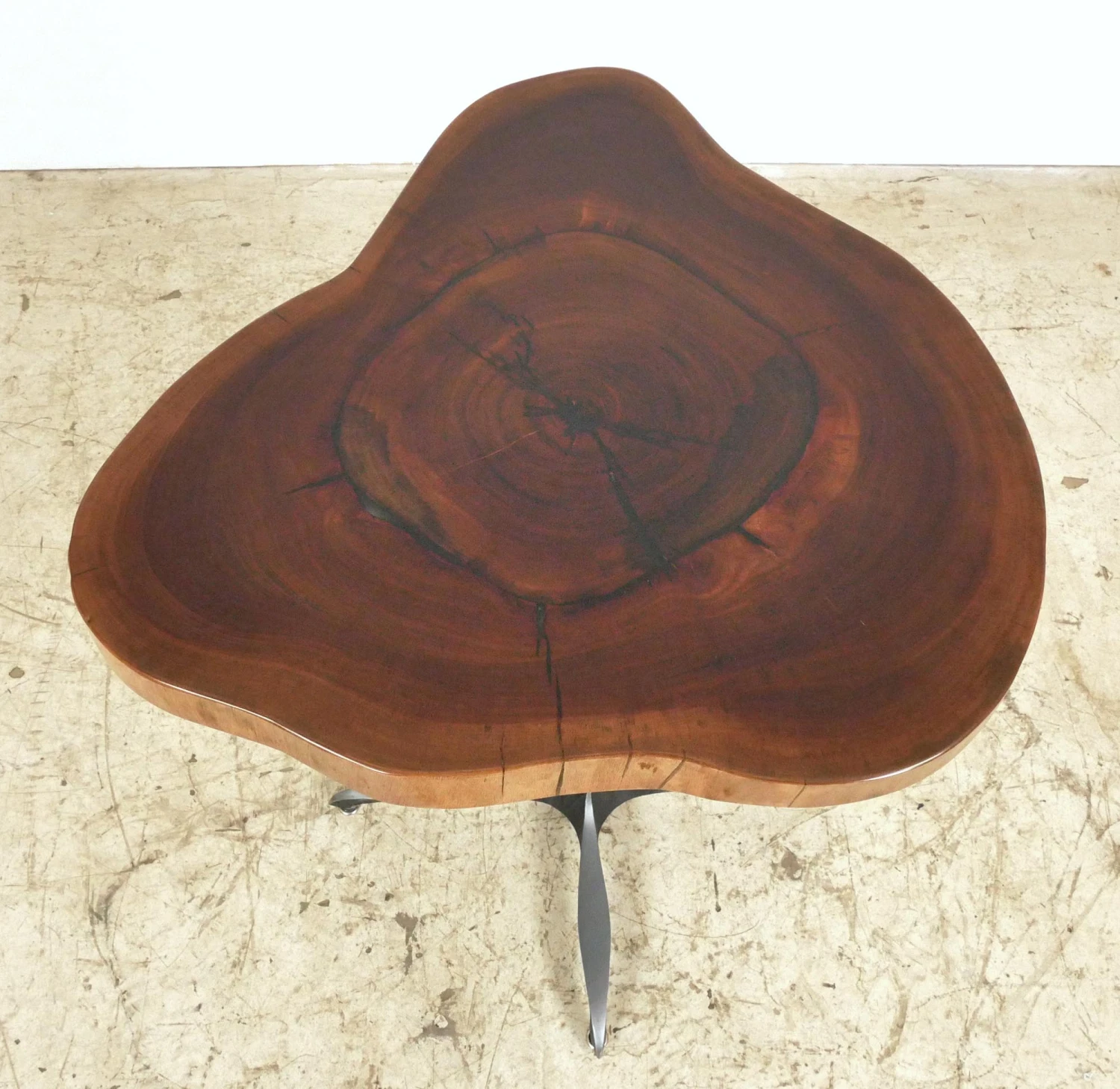 Handcrafted 33.1 In. Live Edge Mahogany Wafer Steel Bistro Table 3 Handcrafted 33.1 In. Live Edge Mahogany Wafer Steel Bistro Table