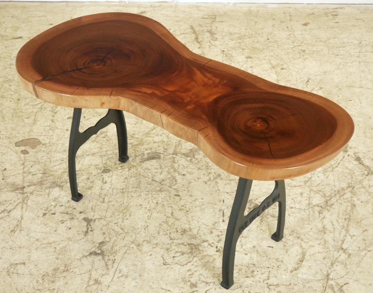 Handcrafted 35.75 In. Live Edge Mahogany Wafer Bench 3 Handcrafted 35.75 In. Live Edge Mahogany Wafer Bench