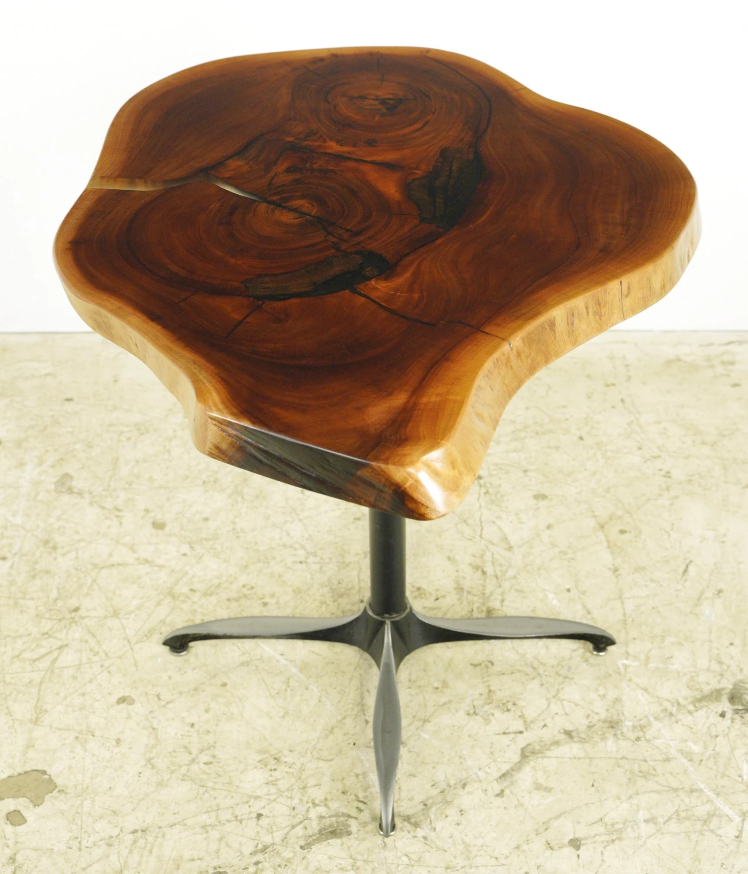 Handcrafted 36.5 In. Live Edge Mahogany Wafer Steel Bistro Table 3 Handcrafted 36.5 In. Live Edge Mahogany Wafer Steel Bistro Table