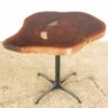 Handcrafted 36.75 In. Live Edge Mahogany Wafer Steel Bistro Table