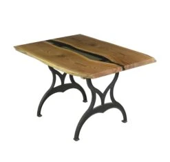 Handcrafted 4 Ft. Chestnut Live Edge Resin Brooklyn Leg Dining Table