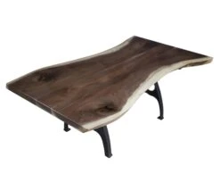 Handcrafted 4 Ft. Walnut Live Edge NY Iron Legs Coffee Table