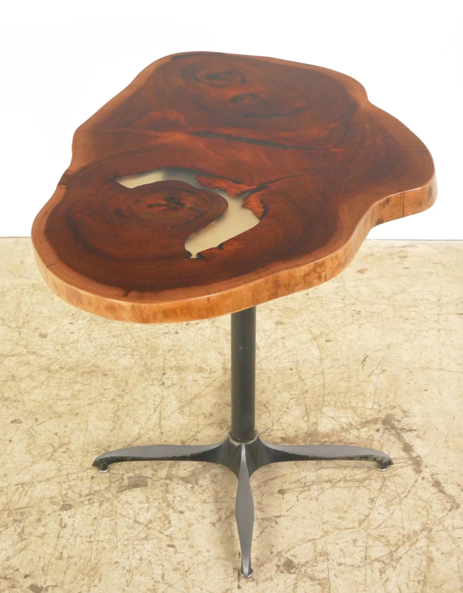 Handcrafted 42.5 In. Live Edge Mahogany Wafer Bistro Table 3 Handcrafted 42.5 In. Live Edge Mahogany Wafer Bistro Table