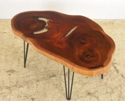 Handcrafted 44 In. Live Edge Mahogany Wafer Coffee Table