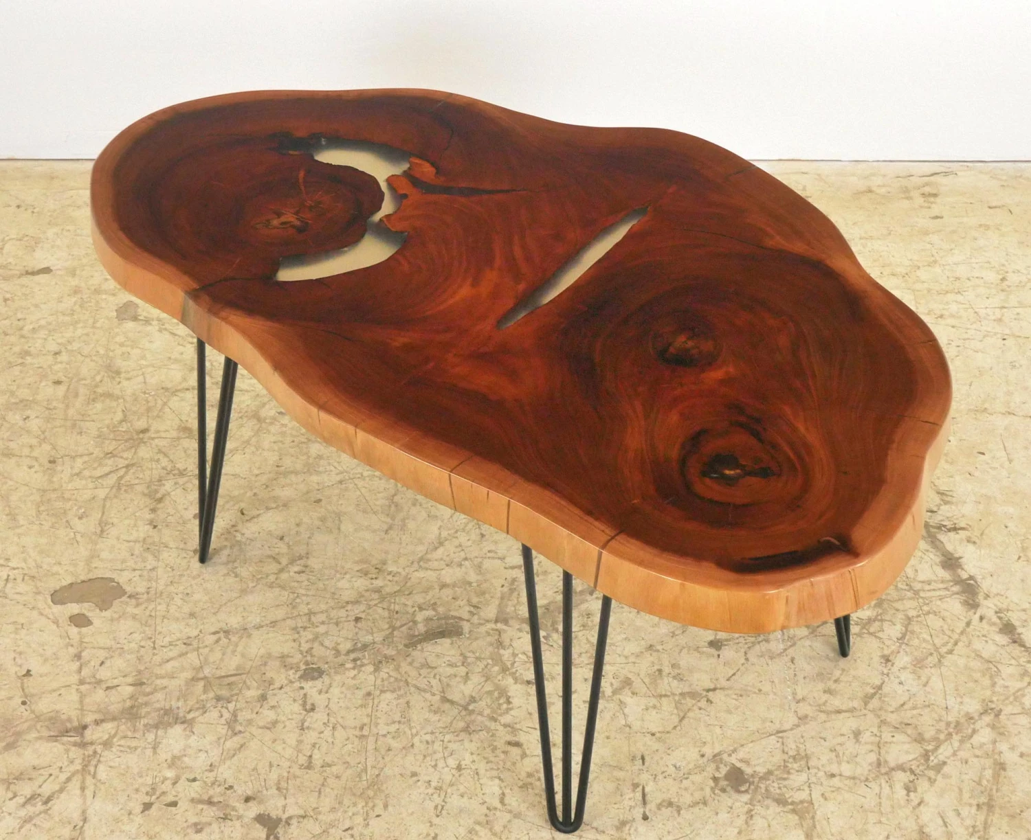 Handcrafted 44 In. Live Edge Mahogany Wafer Coffee Table 3 Handcrafted 44 In. Live Edge Mahogany Wafer Coffee Table