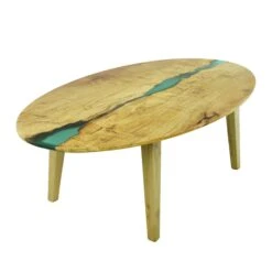 Handcrafted 4.5 Ft. Natural Maple Blue River Oval Coffee Table