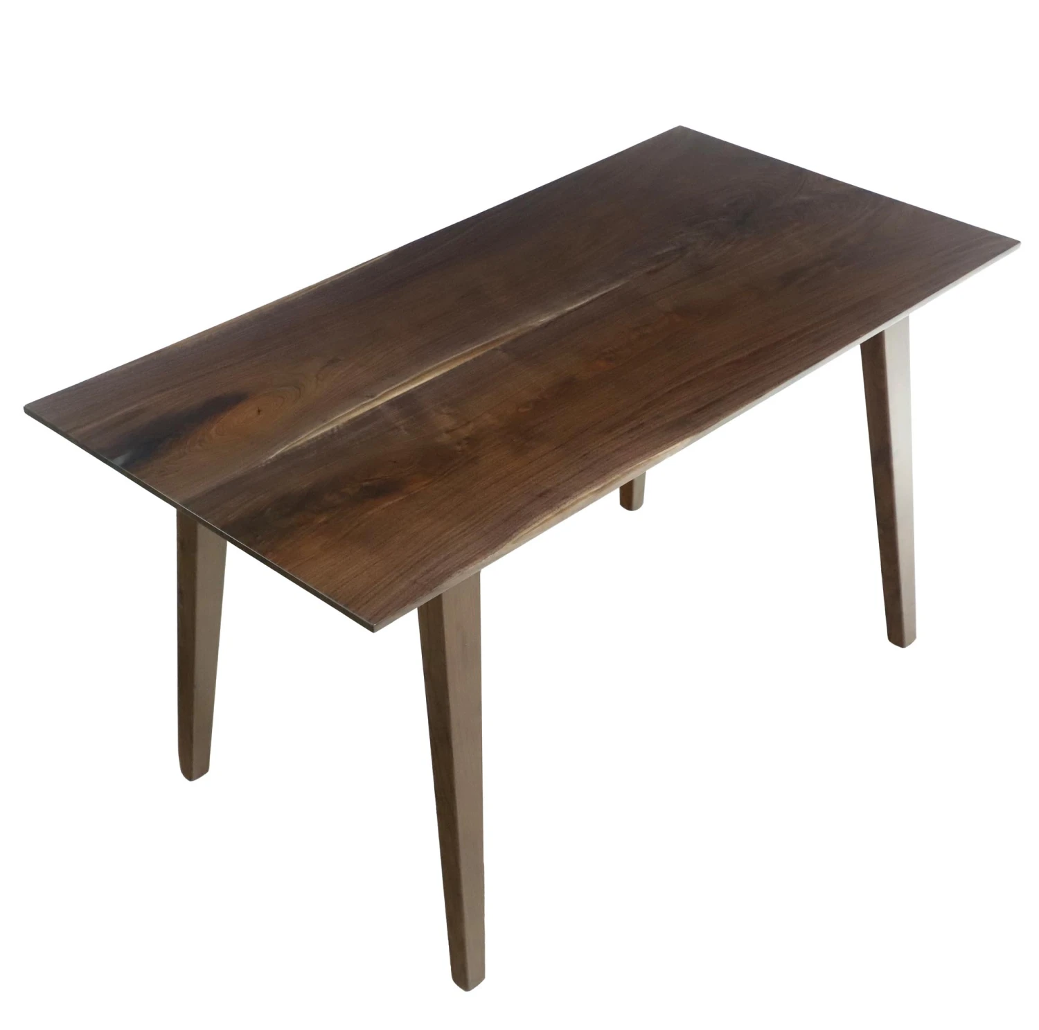 Handcrafted 4.5 Ft. Walnut Resin Tapered Leg Dining Table 3 Handcrafted 4.5 Ft. Walnut Resin Tapered Leg Dining Table