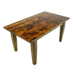 Handcrafted 5 Ft. Reclaimed Pine Tapered Leg Dining Farm Table