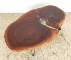 Handcrafted 53.625 In. Live Edge Mahogany Wafer Coffee Table