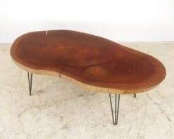 Handcrafted 59 In. Live Edge Mahogany Wafer Coffee Table