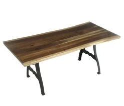 Handcrafted 6 Ft. Walnut Live Edge NY Iron Leg Dining Table