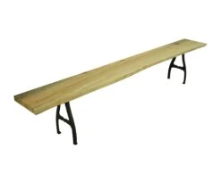 Handcrafted 7.6 Ft. Live Edge Sycamore Cast Iron Legs Bench