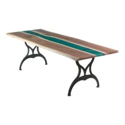 Handcrafted 8 Ft. Live Edge Walnut River Brooklyn Legs Dining Table