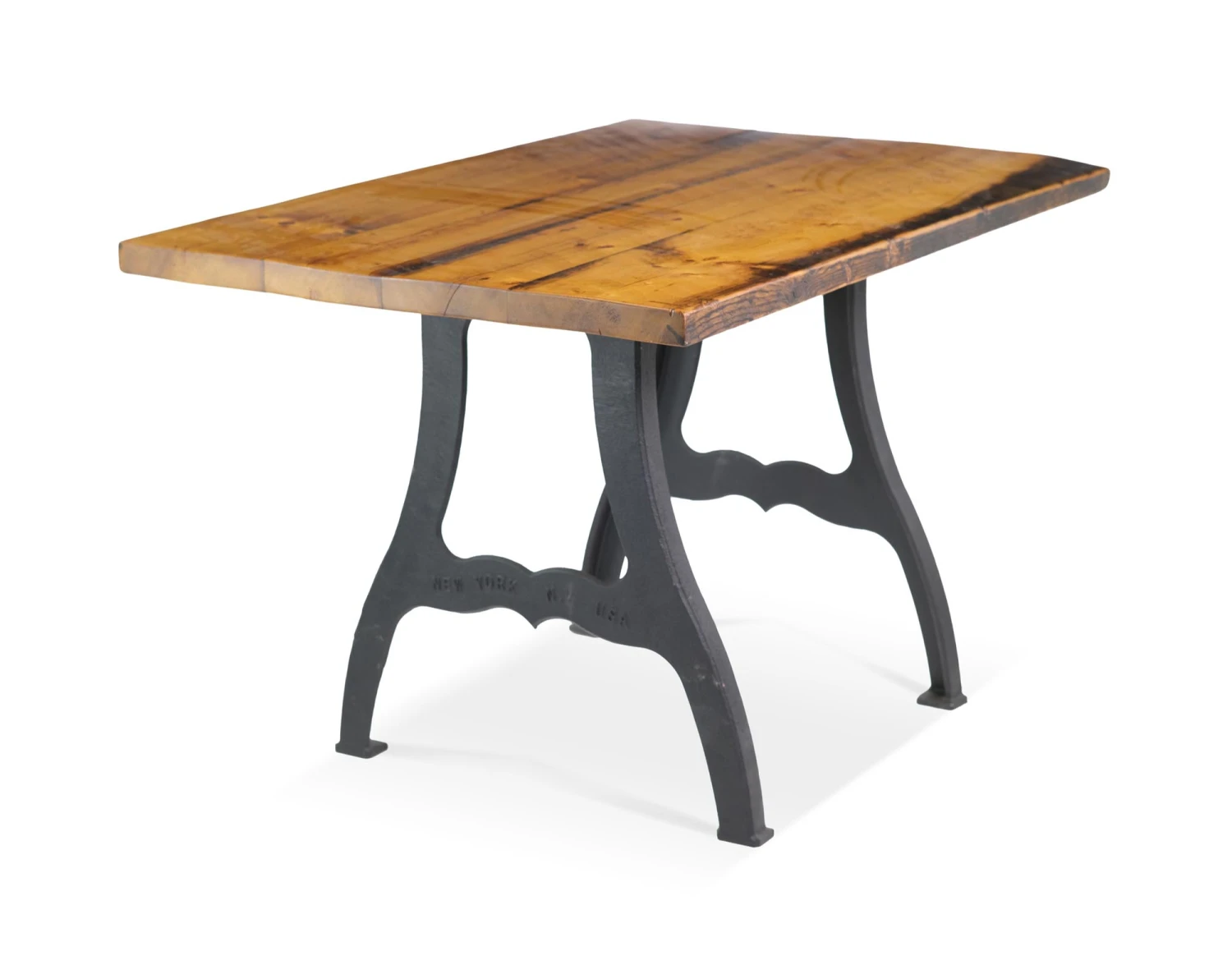 Handmade 4 Ft. Natural Pine Cast Iron New York Dining Table 3 Handmade 4 Ft. Natural Pine Cast Iron New York Dining Table