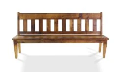 Handmade 7 Foot Pine Natural Stain Slatted Bench