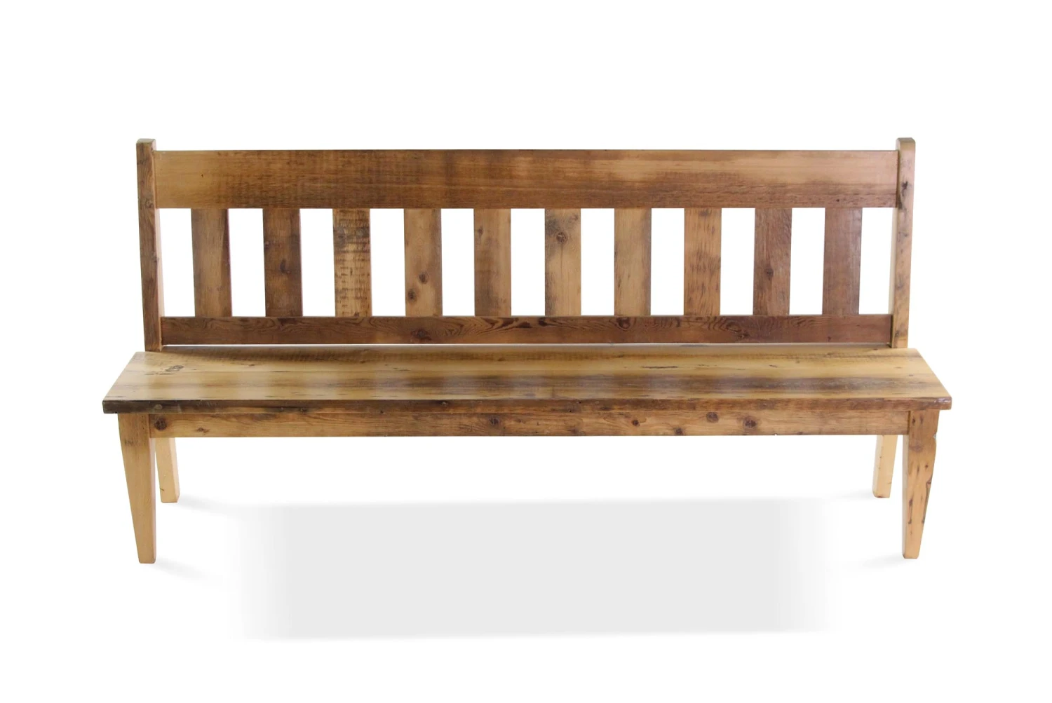 Handmade Pine Natural Stain 7 Ft. Slatted Bench 3 Handmade Pine Natural Stain 7 Ft. Slatted Bench