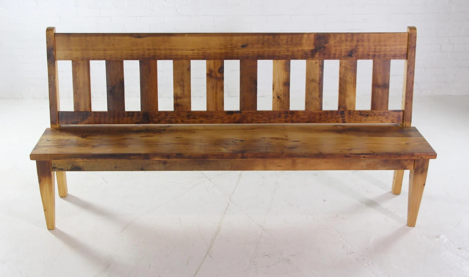 Handmade 7 Foot Pine Natural Stain Slatted Bench 4 Handmade 7 Foot Pine Natural Stain Slatted Bench - Image 2
