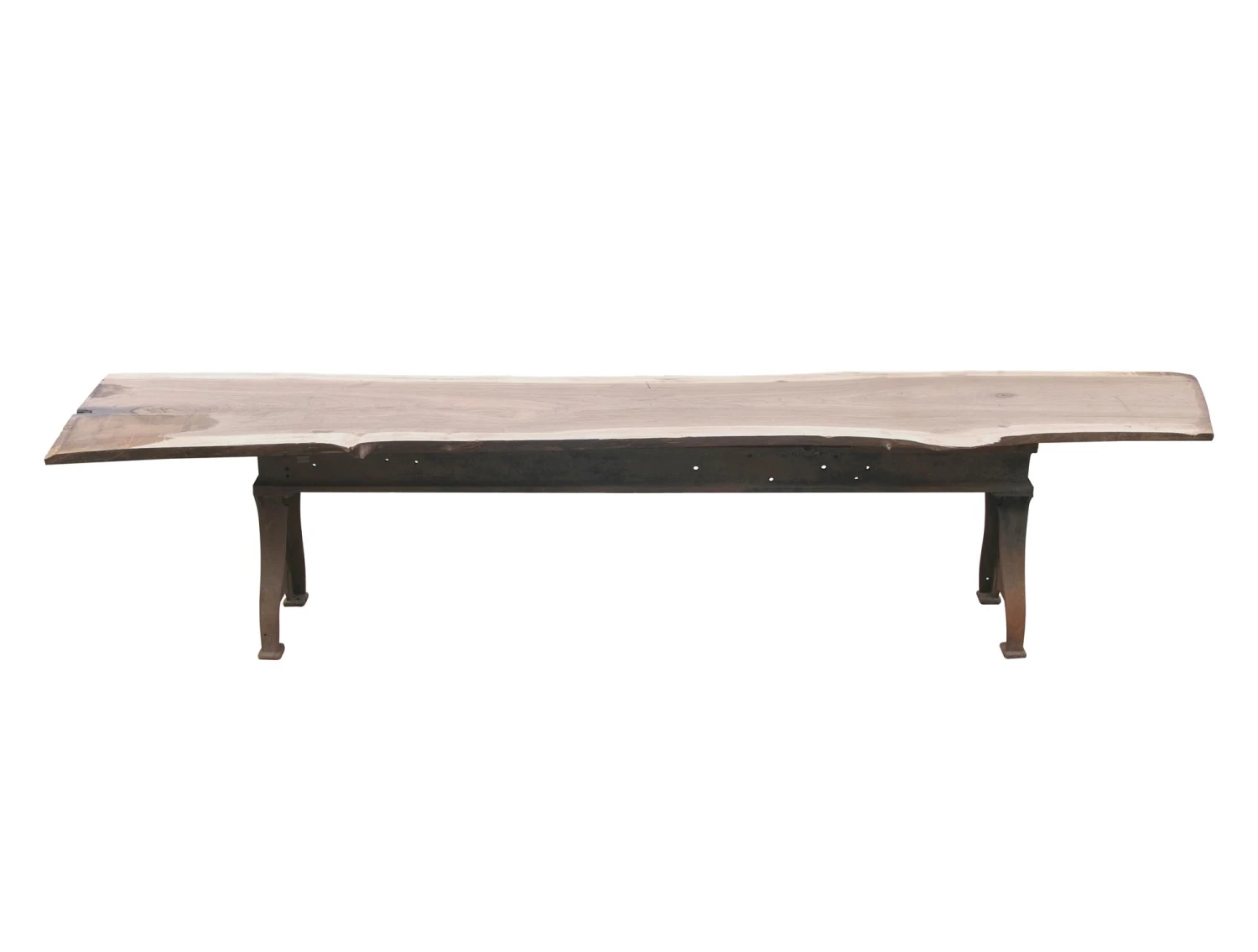 14 Ft. Industrial Cast Iron Base Unfinished Live Edge Walnut Slab Table 4 14 Ft. Industrial Cast Iron Base Unfinished Live Edge Walnut Slab Table - Image 2
