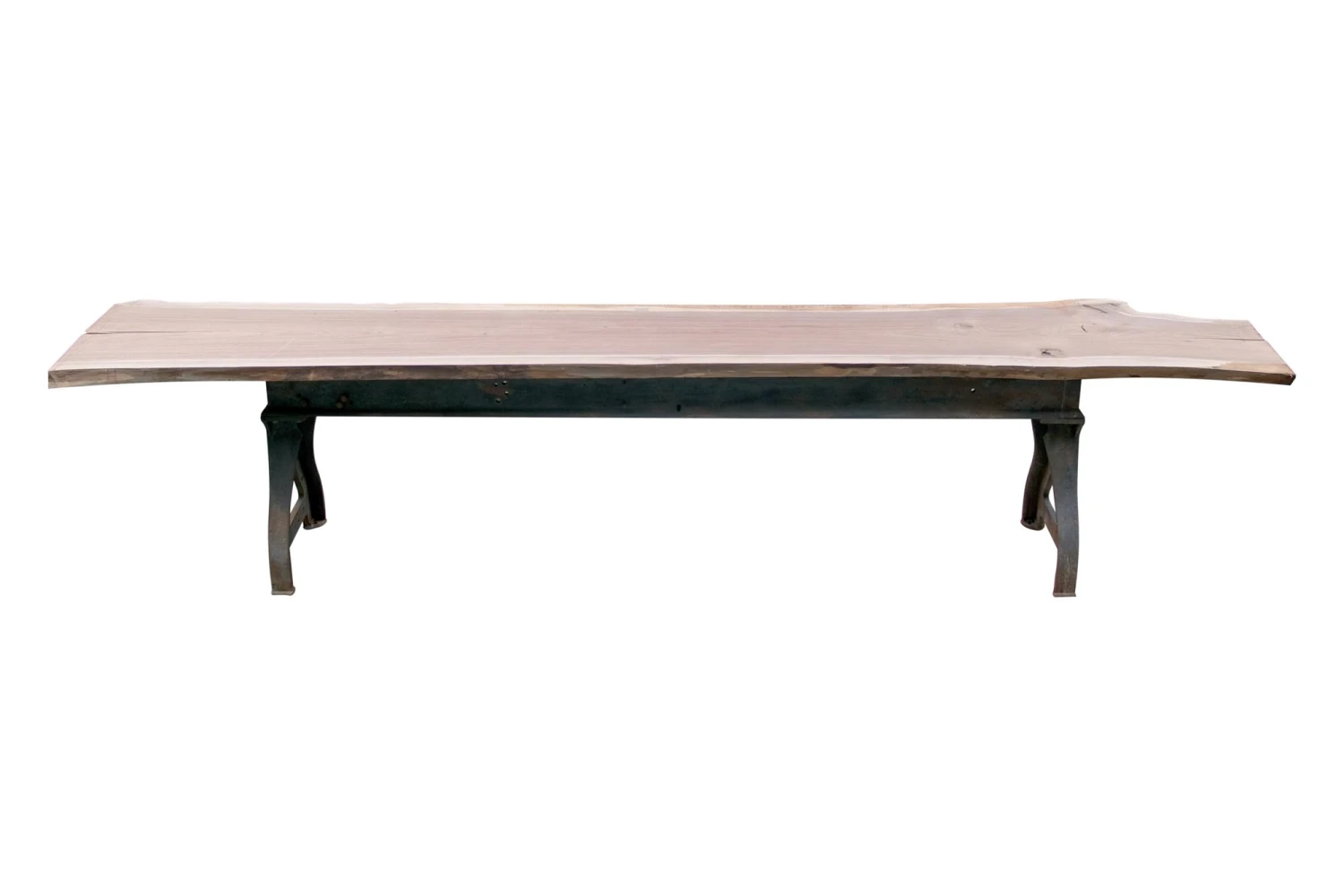14.5 Ft. Industrial Cast Iron Base Unfinished Live Edge Walnut Slab Table 4 14.5 Ft. Industrial Cast Iron Base Unfinished Live Edge Walnut Slab Table - Image 2