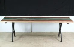 Handcrafted 8 Ft. Live Edge Walnut River Brooklyn Legs Dining Table -OGT Sale Store farm tables q278717