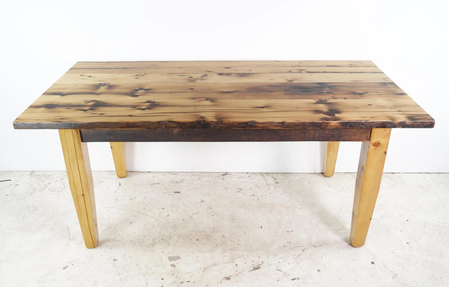 Handcrafted 6 Ft. Natural Pine Tapered Leg Dining Room Farm Table 4 Handcrafted 6 Ft. Natural Pine Tapered Leg Dining Room Farm Table - Image 2