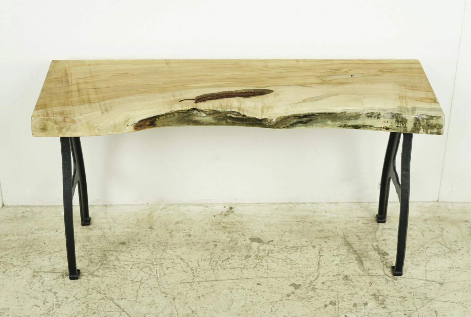 Handcrafted 36 In. Live Edge Maple Cast Iron Legs Bench 4 Handcrafted 36 In. Live Edge Maple Cast Iron Legs Bench - Image 2