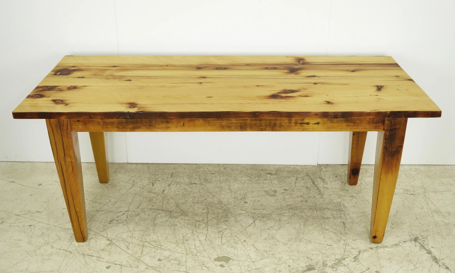 Handcrafted 6 Ft. Pine Live Edge Tapered Leg Farm Dining Table 4 Handcrafted 6 Ft. Pine Live Edge Tapered Leg Farm Dining Table - Image 2