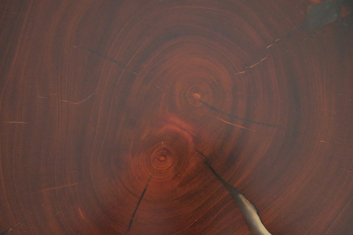 Handcrafted 25 In. Live Edge Mahogany Wafer Steel Bistro Table 4 Handcrafted 25 In. Live Edge Mahogany Wafer Steel Bistro Table - Image 2