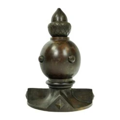 Reclaimed Dark Wood Tone Acorn Top Wooden Finial