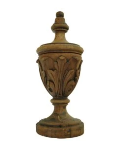 Reclaimed Hand Carved Acanthus Leaf Pine Finial