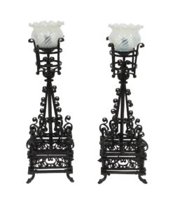 19th Century Hand Forged Wrought Iron Floor Lamps
